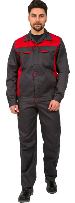 Костюм Идеал NEW (тк.Балтекс,210) брюки, т.серый/красный