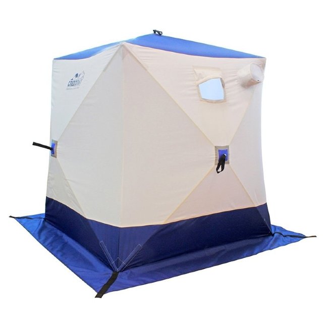 Палатка зимняя куб СЛЕДОПЫТ 1,8 х1,8 м, Oxford 210D PU 1000, 3-местная, цв. бело-синий